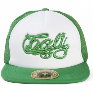 Sun Hats Cali Script Trucker Hat - White/Forest Green - C911N5SL6AN $29.56