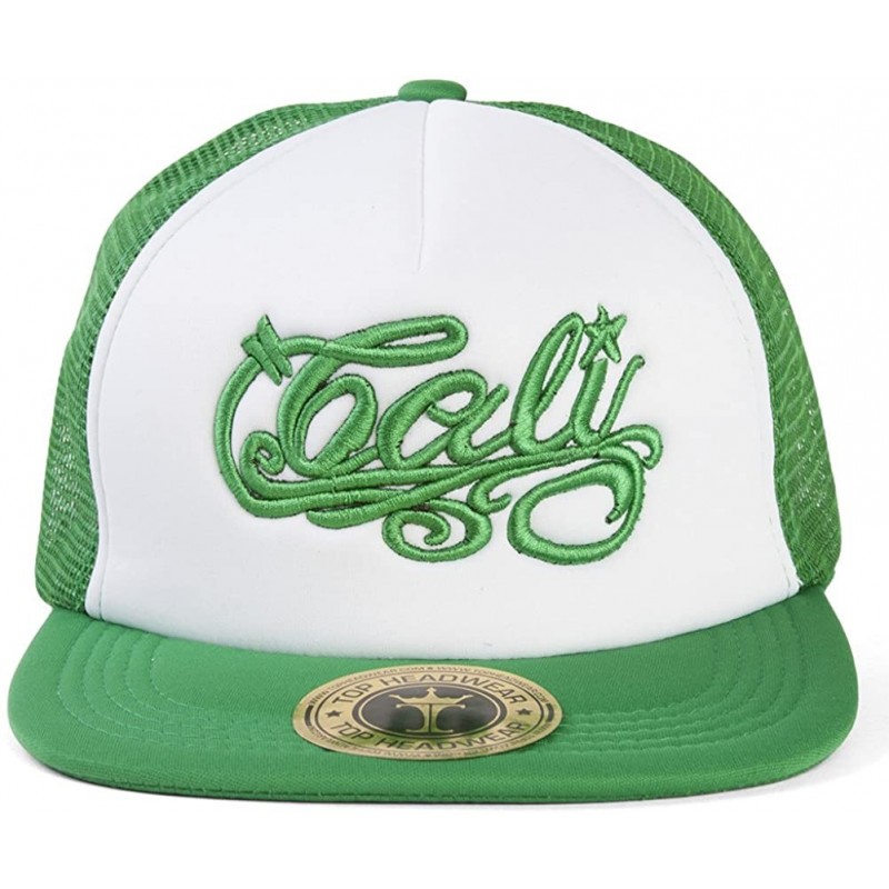 Sun Hats Cali Script Trucker Hat - White/Forest Green - C911N5SL6AN $11.69