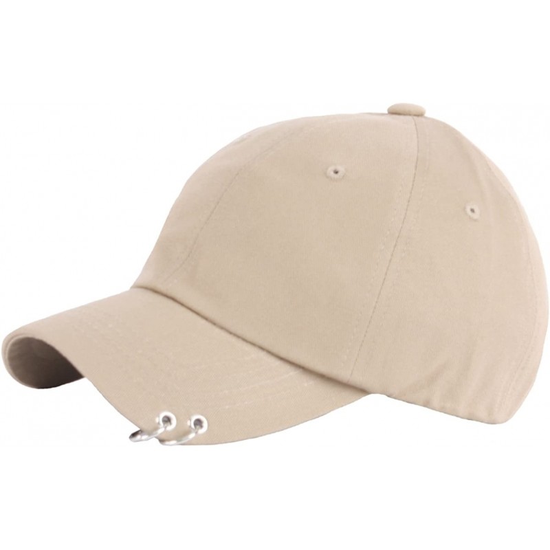 Baseball Caps Cotton Punk Silver Ring Piercing Rock Basic Ball Cap Baseball Hat Truckers - Beige - CW12N5PAG5K $14.32