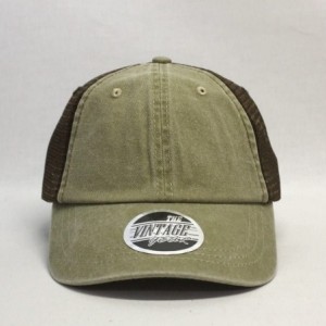 Baseball Caps Vintage Washed Cotton Soft Mesh Adjustable Baseball Cap - Khaki/Khaki/Dk.brown - CX180E5KQYA $8.58