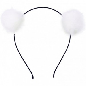Headbands Girl's Adorable Fur Ball Pompom Ball Hair Hoops Headbands - White - CC17XHQ2DX7 $18.17