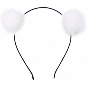 Headbands Girl's Adorable Fur Ball Pompom Ball Hair Hoops Headbands - White - CC17XHQ2DX7 $8.35