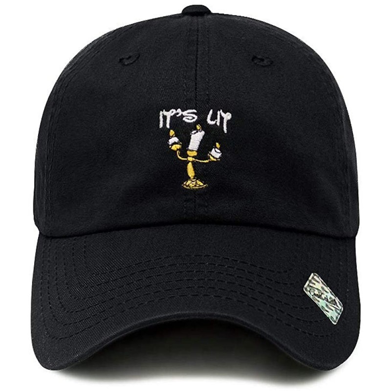 Baseball Caps Its Lit lamp Dad Hat Cotton Baseball Cap Polo Style Low Profile - Black - CP185S8GTYS $13.92