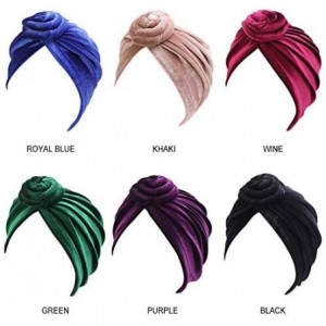 Skullies & Beanies Women Turban African Knot Pattern Headwrap Chemo Beanie Pre-Tied Bonnet Cap Headwear Hair Loss Hat - Khaki...