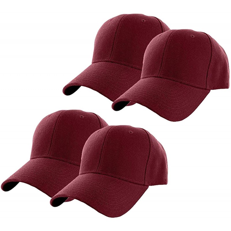 Baseball Caps Plain Adjustable Baseball Cap Classic Adjustable Hat Men Women Unisex Ballcap 6 Panels - Wine/Pack 4 - CI192WS4...