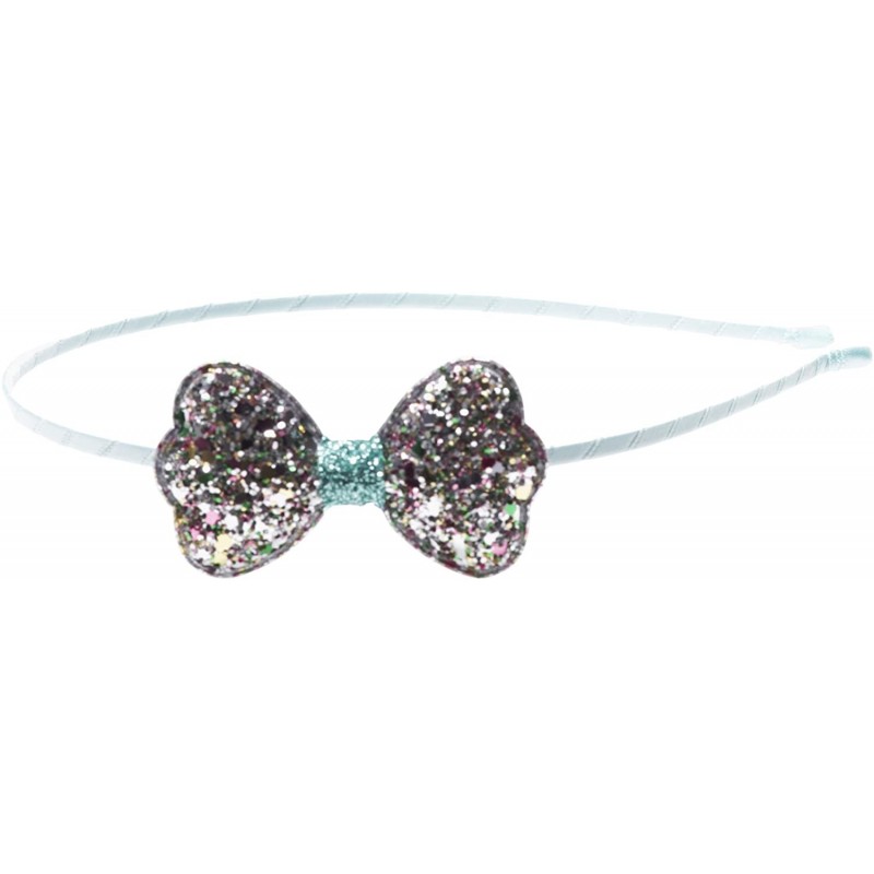 Headbands "Isabelle" Glitter Bow Headband - Aqua Multi - CZ12CLYQJ81 $12.59