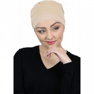 Skullies & Beanies Chemo Headwear for Women Turban Sleep Cap Cancer Hats Beanie Head Coverings Hair Loss 3 Seam Cotton - Beig...