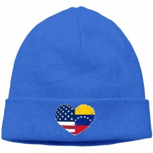 Skullies & Beanies Unisex Venezuela USA Flag Heart Soft Beanie Hat - Blue - CC18TI5LHGH $27.89
