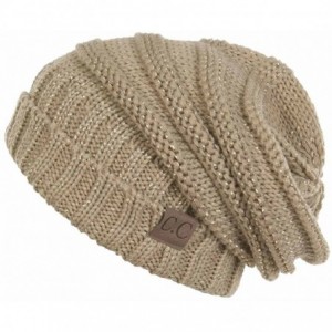 Skullies & Beanies Trendy Warm Oversized Chunky Soft Cable Knit Slouchy - Gold - C71270MU8Z9 $16.60