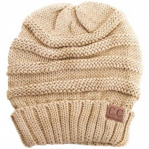 Skullies & Beanies Trendy Warm Oversized Chunky Soft Cable Knit Slouchy - Gold - C71270MU8Z9 $16.60