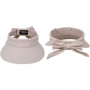 Visors Women's SPF 50+ UV Protection Wide Brim Beach Sun Visor Hat - Beige - CQ12J70S60L $13.10