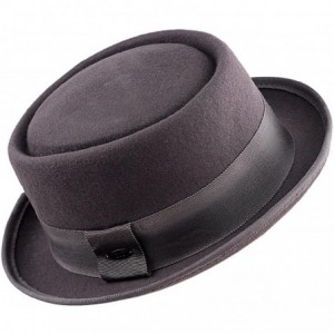 Fedoras Women's Wool Felt Solid Color Band Accent Classic Porkpie Hat - Gray - C511UH9F56F $17.29