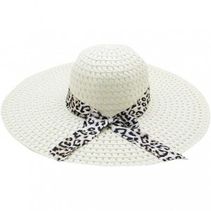 Sun Hats Women Hat Fineser Leopard Bowknot - Milk White - CY18O8CCTYH $8.86