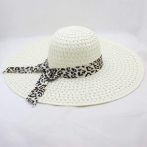 Sun Hats Women Hat Fineser Leopard Bowknot - Milk White - CY18O8CCTYH $8.86