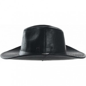 Fedoras Faux Leather Indiana Jones Hat Outback Hat Fedora CD8859 - Black - CZ1880XGU9H $43.21