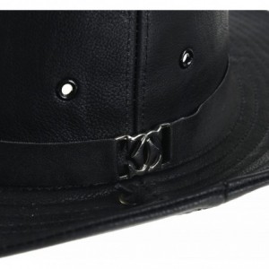 Fedoras Faux Leather Indiana Jones Hat Outback Hat Fedora CD8859 - Black - CZ1880XGU9H $43.21