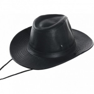 Fedoras Faux Leather Indiana Jones Hat Outback Hat Fedora CD8859 - Black - CZ1880XGU9H $43.21