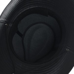 Fedoras Faux Leather Indiana Jones Hat Outback Hat Fedora CD8859 - Black - CZ1880XGU9H $43.21