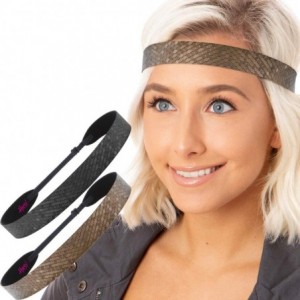 Headbands Women's Adjustable Non Slip Geo Sport Headband Multi Gift Pack - Black & Brown Wide Geo 2pk - CW19770MTQR $10.16