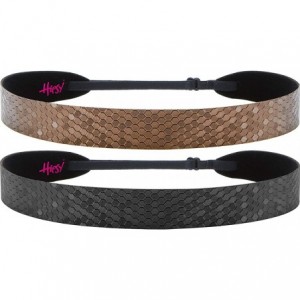 Headbands Women's Adjustable Non Slip Geo Sport Headband Multi Gift Pack - Black & Brown Wide Geo 2pk - CW19770MTQR $10.16