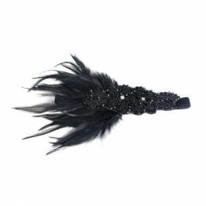 Headbands Feather Flapper Headband Roaring 1920s Black Vintage Sequined Gatsby Headpiece for Women - CQ186U8Z9AH $12.47