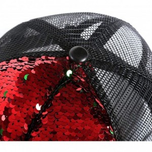 Baseball Caps Unisex Bling Mermaid Scales Sequin Trucker Hats Adjustable Mesh Caps Baseball Party Hat - Red - CA187RG4OM9 $14.82