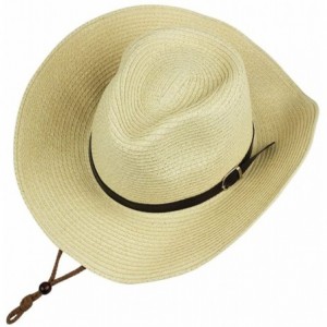 Sun Hats Western Foldable Straw Cowboy Hat Wide Brim Sun Hat Panama Hat UPF 50+ - Beige - CX18EWOAZCD $32.10