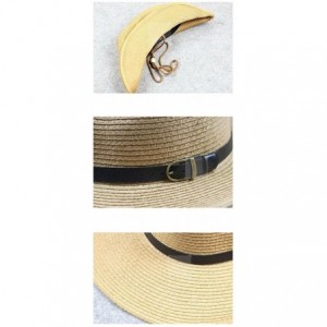 Sun Hats Western Foldable Straw Cowboy Hat Wide Brim Sun Hat Panama Hat UPF 50+ - Beige - CX18EWOAZCD $20.28