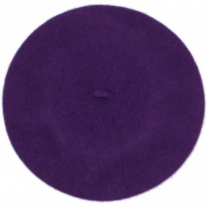 Berets Elegant Solid Classic Beret - Purple - C112L618TLP $12.64