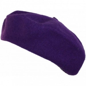 Berets Elegant Solid Classic Beret - Purple - C112L618TLP $12.64