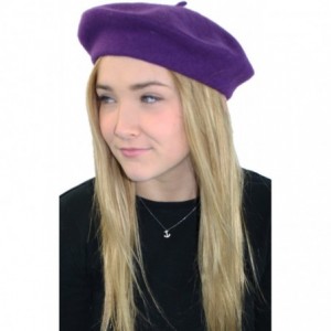 Berets Elegant Solid Classic Beret - Purple - C112L618TLP $12.64