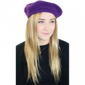 Berets Elegant Solid Classic Beret - Purple - C112L618TLP $12.64