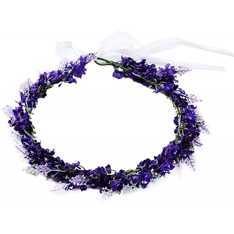 Headbands Women Bohemian White Daisy Flower Elastic Headband Headpieces - Purple B - CM18LCZY4IR $10.67