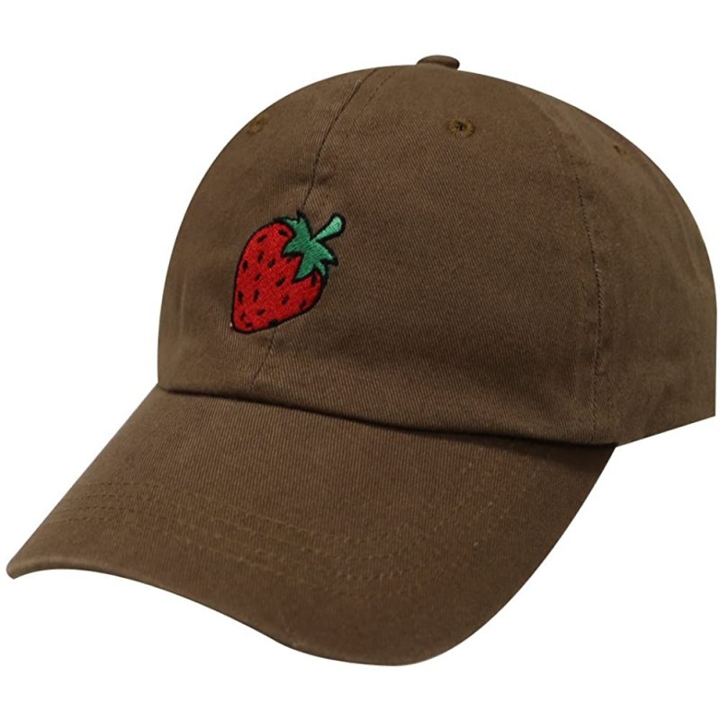 Baseball Caps Strawberry Cotton Baseball Dad Caps - Brown - CA12M3Y18G7 $12.00