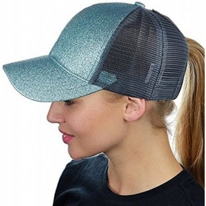 Baseball Caps Ponytail Cap Messy Trucker Adjustable Visor Baseball Cap Hat Unisex - Glitter Light Blue - C418EYL06X4 $13.55