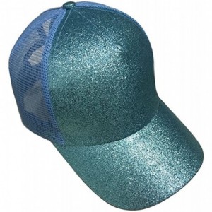 Baseball Caps Ponytail Cap Messy Trucker Adjustable Visor Baseball Cap Hat Unisex - Glitter Light Blue - C418EYL06X4 $13.55