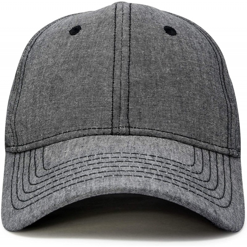 Baseball Caps Premium Baseball Cap Structured Dad Hat Low Crown Chambray - Gray - CE12N0GB2MU $7.84