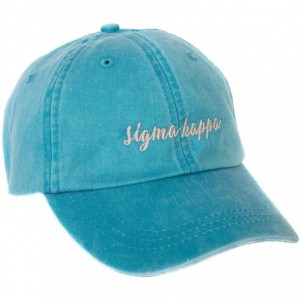 Baseball Caps Sigma (N) Sorority Baseball Hat Cap Cursive Name Font Adjustable Leather Strap Sig Kap - Bright Blue - CR1895YG...