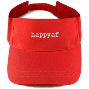 Visors happyaf Embroidered 100% Cotton Adjustable Visor - Red - C917Z3GTQK6 $19.60