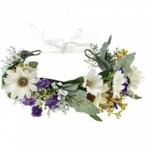 Headbands Rose Flower Headband Floral Crown Garland Halo - Daisy White - C518TE8I2E3 $15.12