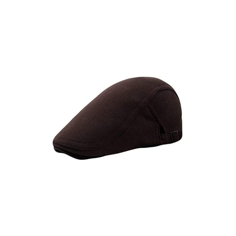 Newsboy Caps Men's Solid Cotton Flat Ivy Gatsby Newsboy Cap Hat - Coffee - CR12LWGFXAN $9.72