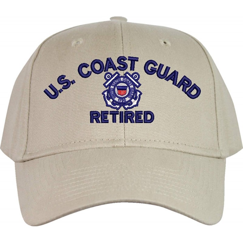 Baseball Caps U.S. Coast Guard Retired Embroidered Cap - Khaki - Low Profile - Cotton Twill - Import - CC18OXWOW0C $39.26