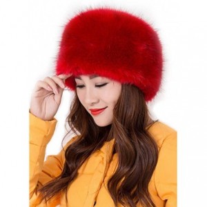 Skullies & Beanies Women's Faux Fur Hat for Winter with Stretch Cossack Russion Style Beanie Warm Cap - Red - C818ICOYKD7 $10.01