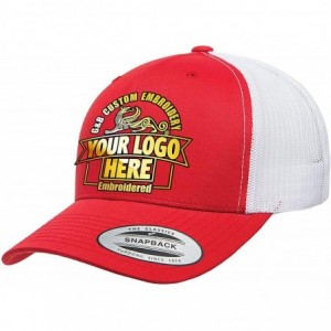 Baseball Caps Yupoong Retro Trucker Custom Hat - Red/White - CG18HO6RR0K $24.49
