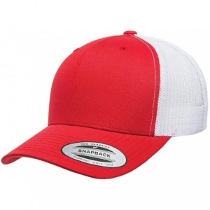 Baseball Caps Yupoong Retro Trucker Custom Hat - Red/White - CG18HO6RR0K $24.49