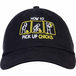 Baseball Caps How to Pick up Chicks - Funny Sarcastic Sarcasm Joke Cap for Man Woman Baseball Dad Hat Black - C4193KAKHOW $32.22