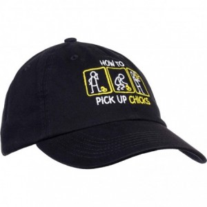 Baseball Caps How to Pick up Chicks - Funny Sarcastic Sarcasm Joke Cap for Man Woman Baseball Dad Hat Black - C4193KAKHOW $11.46