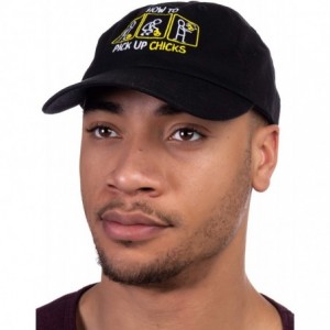 Baseball Caps How to Pick up Chicks - Funny Sarcastic Sarcasm Joke Cap for Man Woman Baseball Dad Hat Black - C4193KAKHOW $11.46