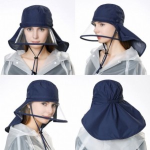 Rain Hats Women Waterproof Rain Hat Protection Chin Strap Trasparent Visible Visor - 99046_navy Blue - C218RS0C39X $40.99