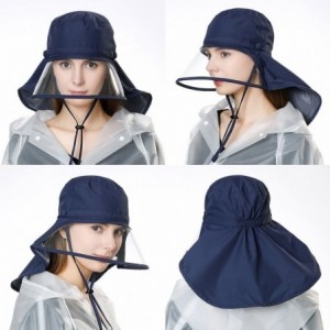 Rain Hats Women Waterproof Rain Hat Protection Chin Strap Trasparent Visible Visor - 99046_navy Blue - C218RS0C39X $24.05